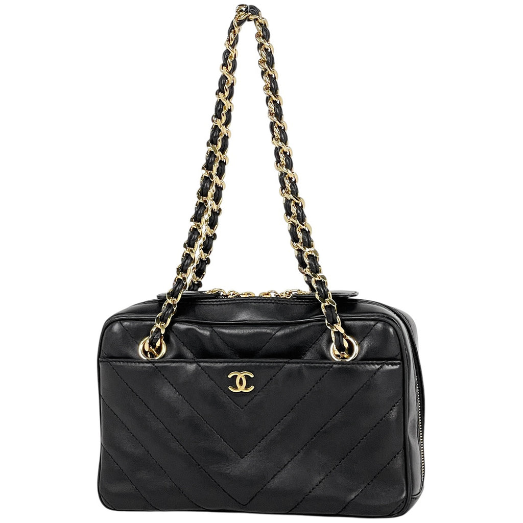 シャネル Vステッチ チェーン ハンドバッグ ココマーク ハンドバッグ レザー ブラック レディース 【中古】brbag