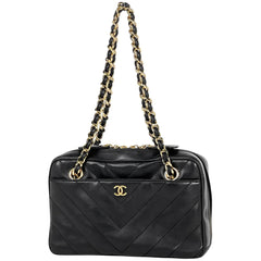 シャネル Vステッチ チェーン ハンドバッグ ココマーク ハンドバッグ レザー ブラック レディース 【中古】brbag