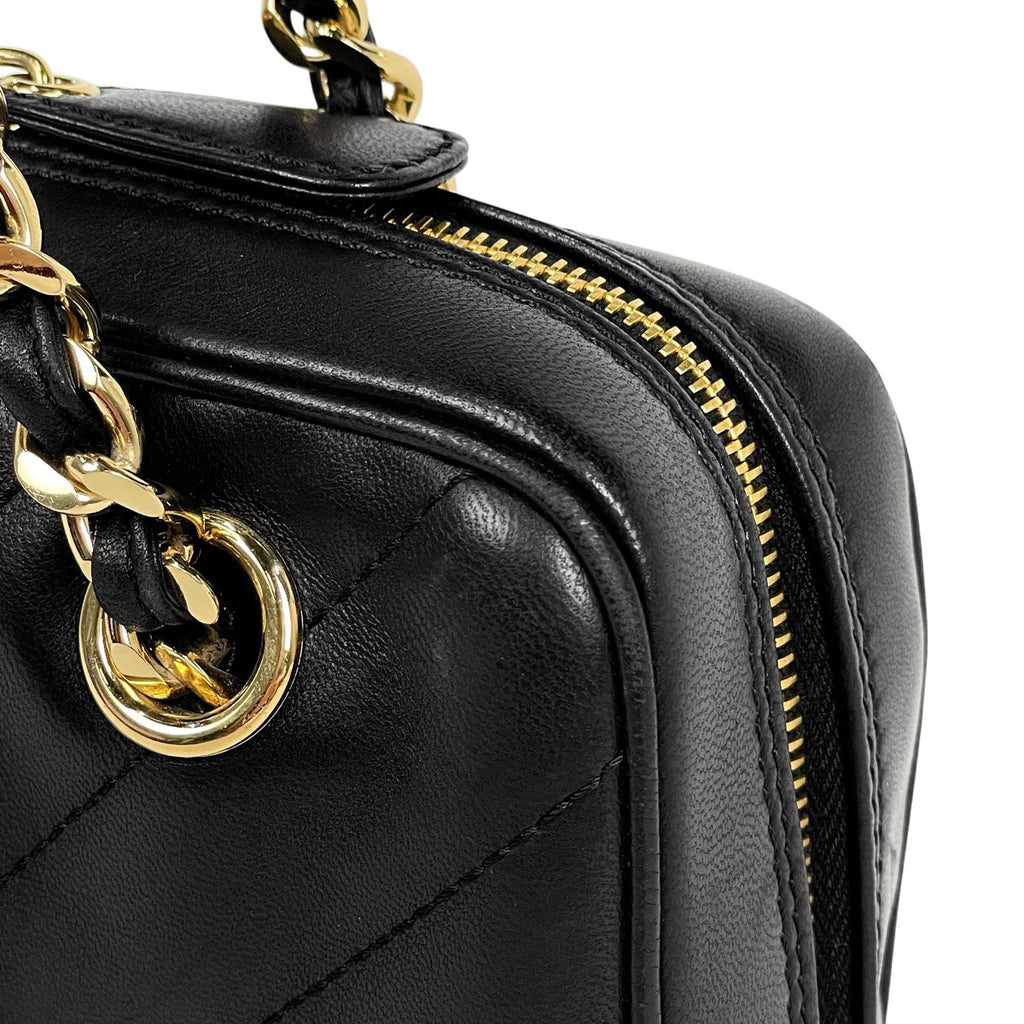 シャネル Vステッチ チェーン ハンドバッグ ココマーク ハンドバッグ レザー ブラック レディース 【中古】brbag
