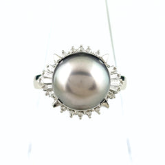 パール デザインリング プラチナ 指輪 メレダイヤ 真珠 リング 13号 Pt900 パール ダイヤモンド レディース ノンブランドジュエリー 【中古】nbjwl