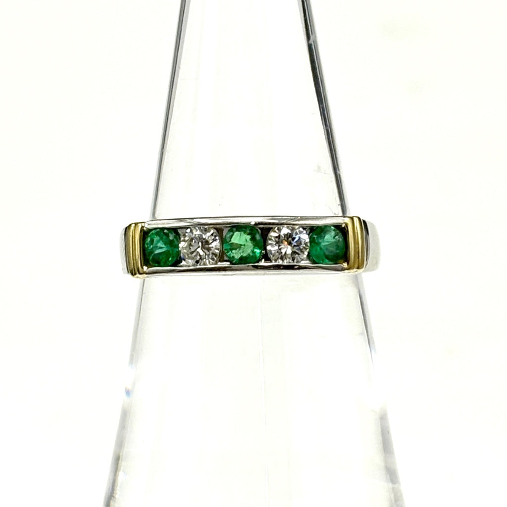 エメラルド デザインリング プラチナ YG イエローゴールド 指輪 メレダイヤ リング 11.5号 Pt900 K18 エメラルド レディース ノンブランドジュエリー 【中古】nbjwl