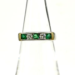 エメラルド デザインリング プラチナ YG イエローゴールド 指輪 メレダイヤ リング 11.5号 Pt900 K18 エメラルド レディース ノンブランドジュエリー 【中古】nbjwl