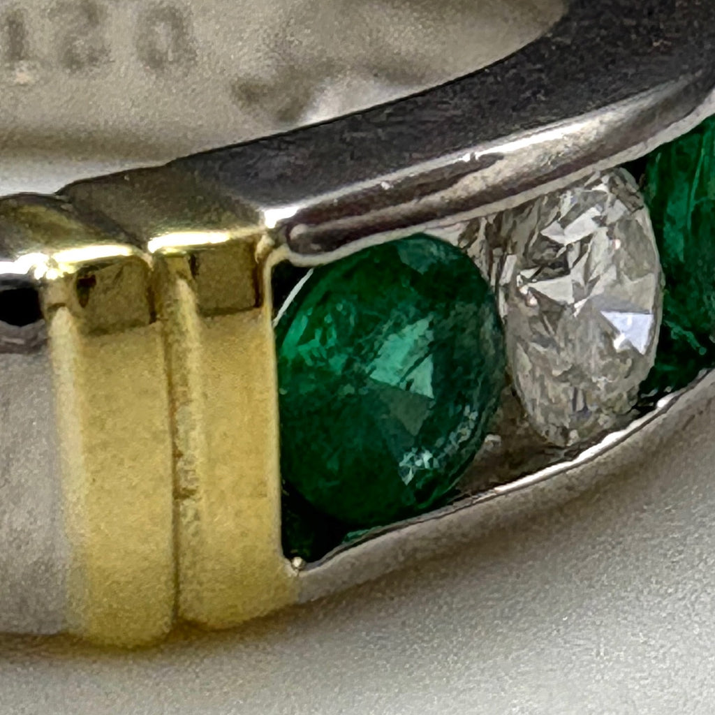 エメラルド デザインリング プラチナ YG イエローゴールド 指輪 メレダイヤ リング 11.5号 Pt900 K18 エメラルド レディース ノンブランドジュエリー 【中古】nbjwl