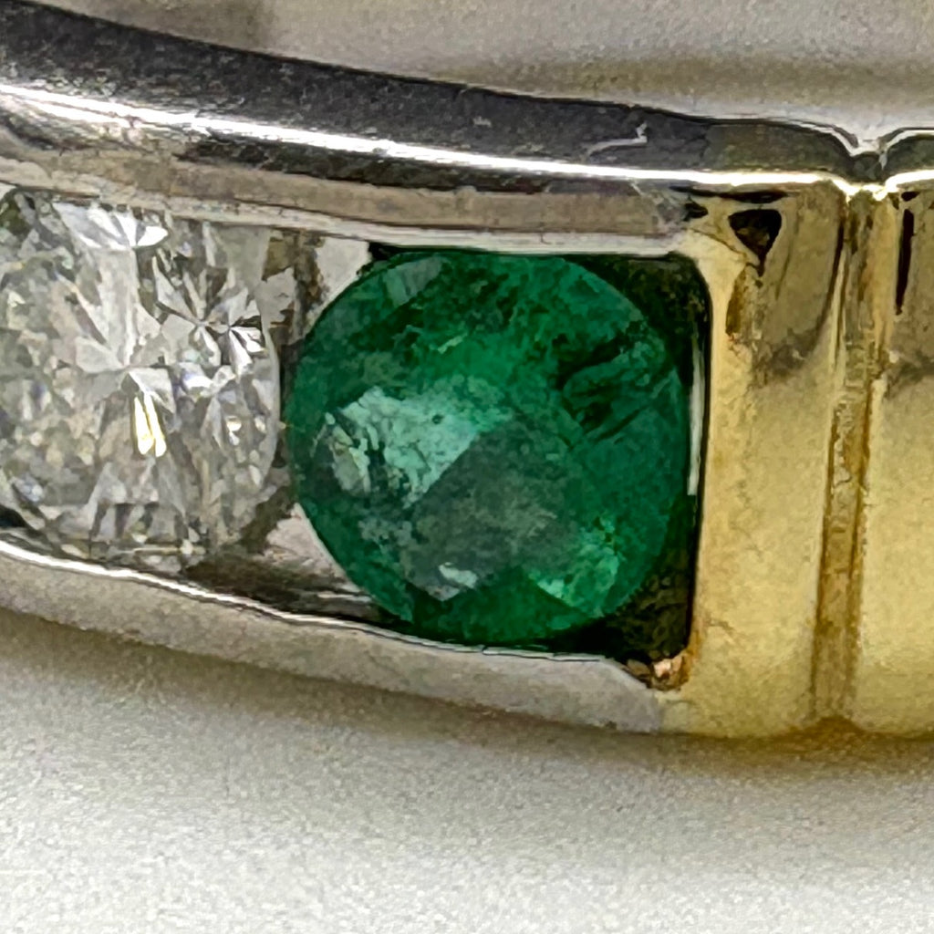 エメラルド デザインリング プラチナ YG イエローゴールド 指輪 メレダイヤ リング 11.5号 Pt900 K18 エメラルド レディース ノンブランドジュエリー 【中古】nbjwl