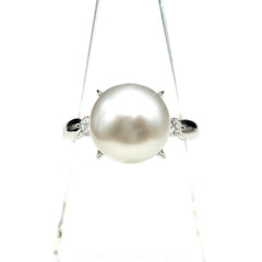 パール デザインリング プラチナ 指輪 メレダイヤ 真珠 リング 16号 Pt900 パール ダイヤモンド レディース ノンブランドジュエリー 【中古】nbjwl