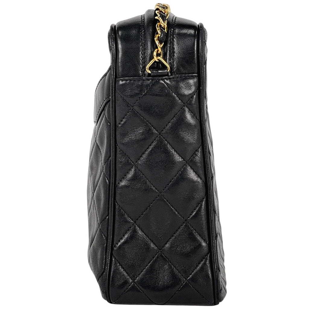 シャネル ココマーク フリンジ チェーン ショルダーバッグ マトラッセ タッセル ショルダーバッグ レザー ブラック 【中古】brbag