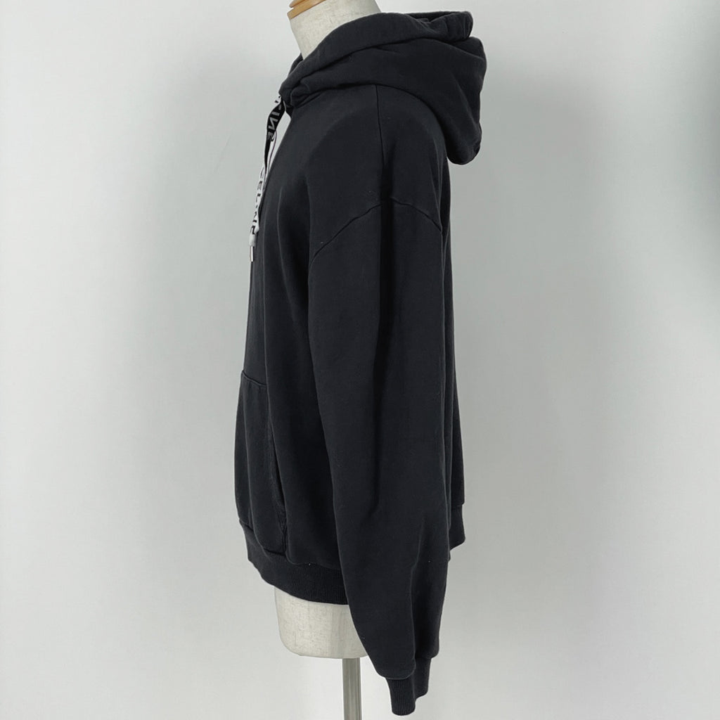 セリーヌ ルーズ フーディー ロゴ プルオーバー コットンフリース トップス パーカー ブラック メンズ 【中古】brapp