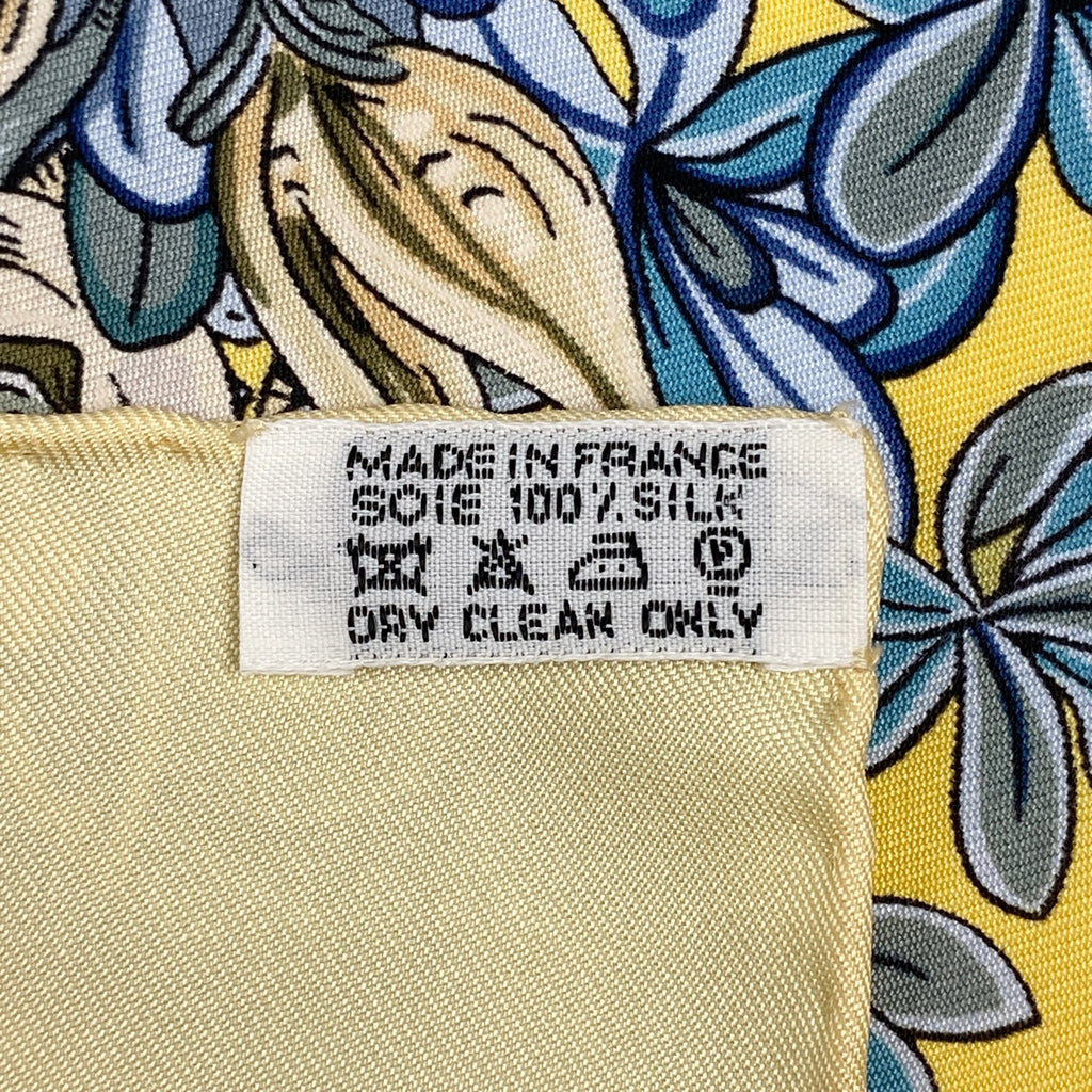 エルメス カレ 90 L‘ILE DESERTE 無人島 スカーフ シルク イエロー マルチカラー レディース 【中古】brbag