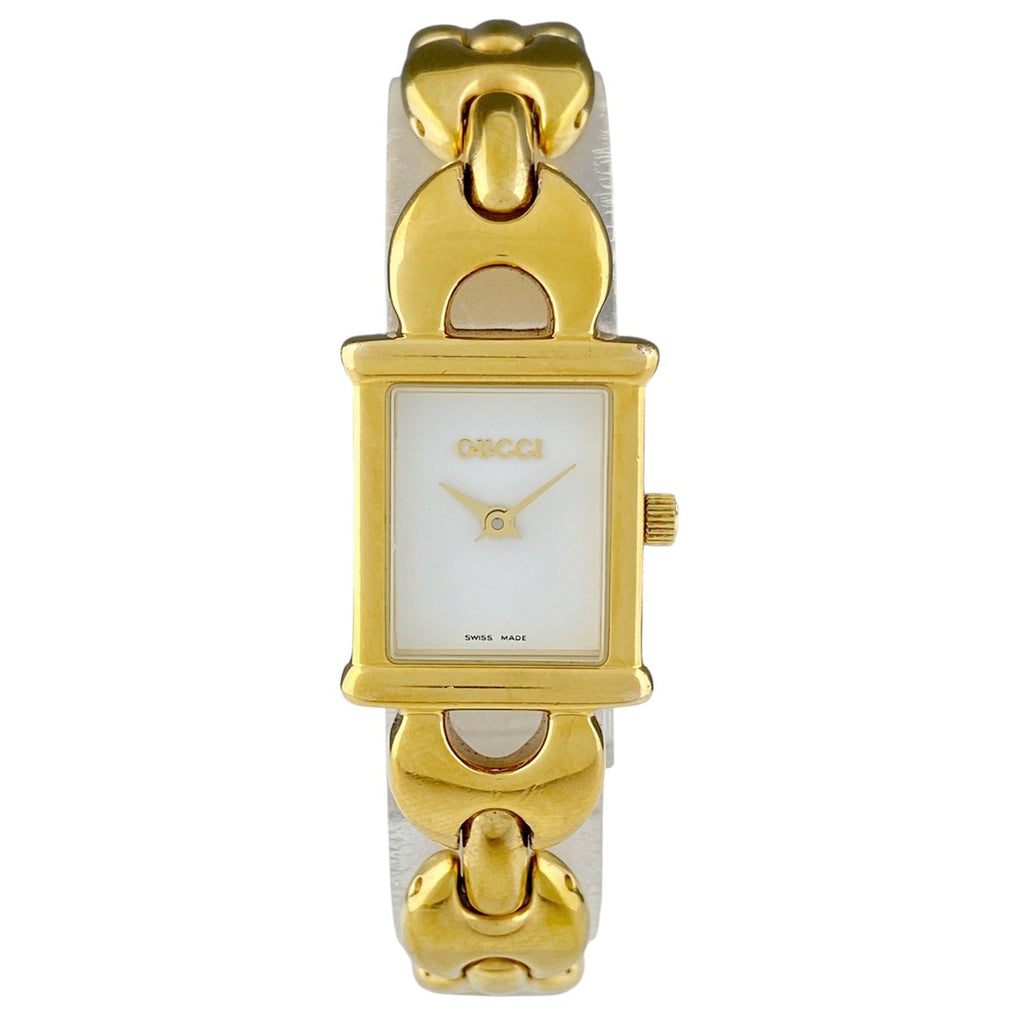 グッチ チェンジベルト 1800L 腕時計 SS GP クォーツ ホワイト レディース 【中古】wtcbb