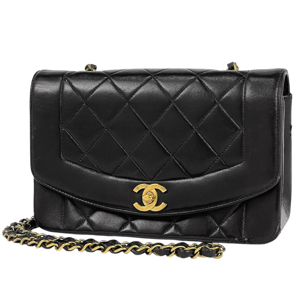 シャネル ダイアナ マトラッセ シングルフラップ チェーン ショルダーバッグ ココマーク ショルダーバッグ レザー ブラック A01164 レディース 【中古】brbag
