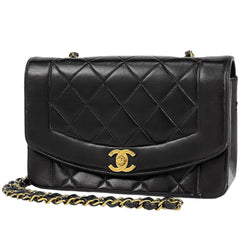 シャネル ダイアナ マトラッセ シングルフラップ チェーン ショルダーバッグ ココマーク ショルダーバッグ レザー ブラック A01164 レディース 【中古】brbag