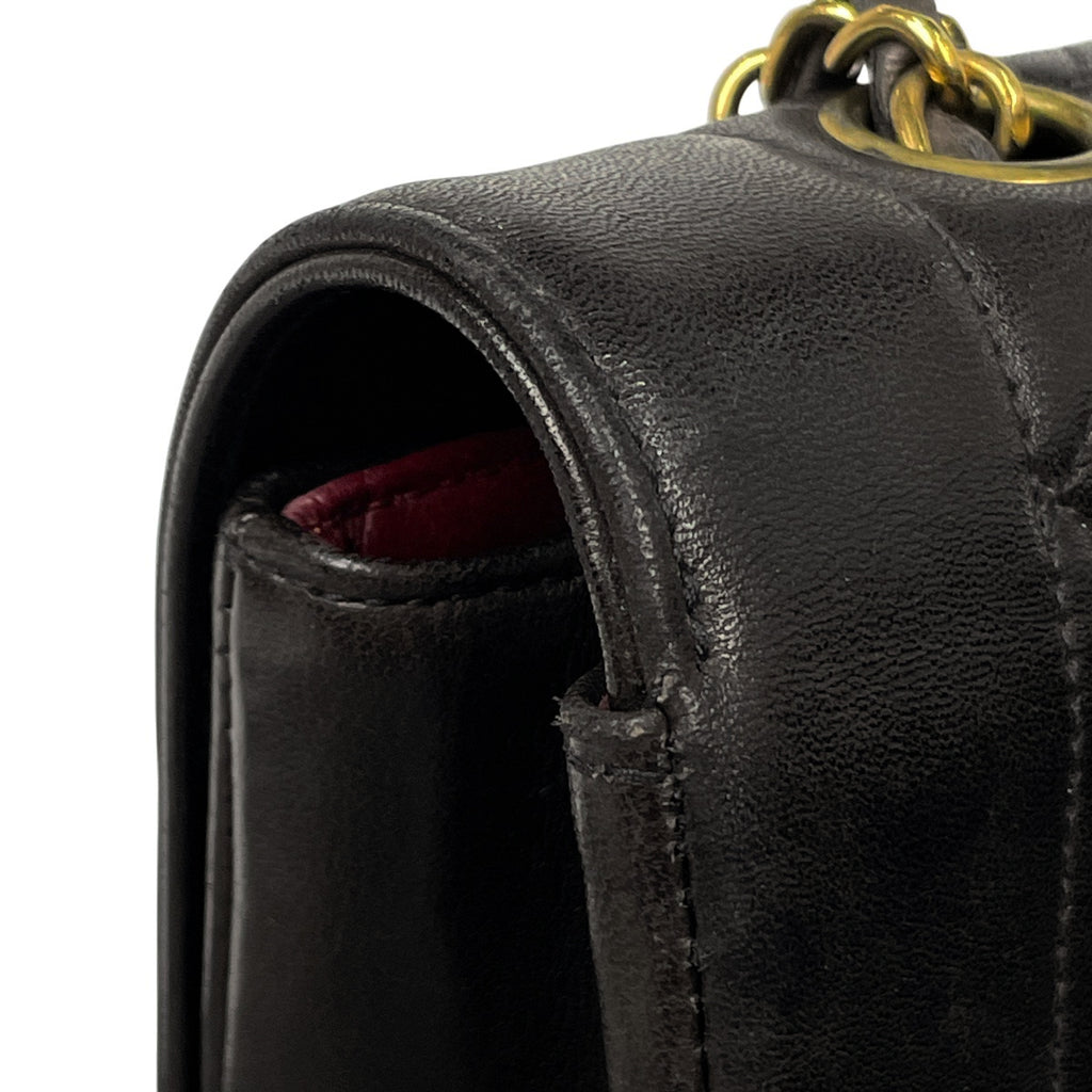 シャネル ダイアナ マトラッセ シングルフラップ チェーン ショルダーバッグ ココマーク ショルダーバッグ レザー ブラック A01164 レディース 【中古】brbag