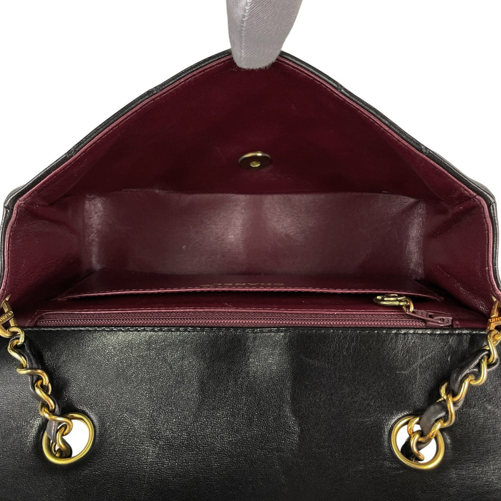 シャネル ダイアナ マトラッセ シングルフラップ チェーン ショルダーバッグ ココマーク ショルダーバッグ レザー ブラック A01164 レディース 【中古】brbag