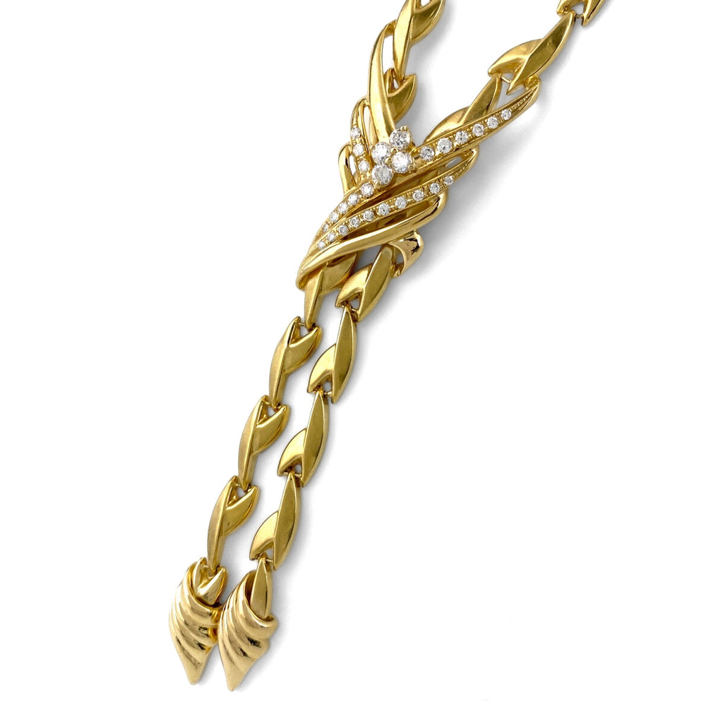 ジュネ メレダイヤ デザインネックレス YG イエローゴールド ペンダント ネックレス 750 YG ダイヤモンド レディース 【中古】brjwl