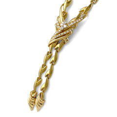 ジュネ メレダイヤ デザインネックレス YG イエローゴールド ペンダント ネックレス 750 YG ダイヤモンド レディース 【中古】brjwl