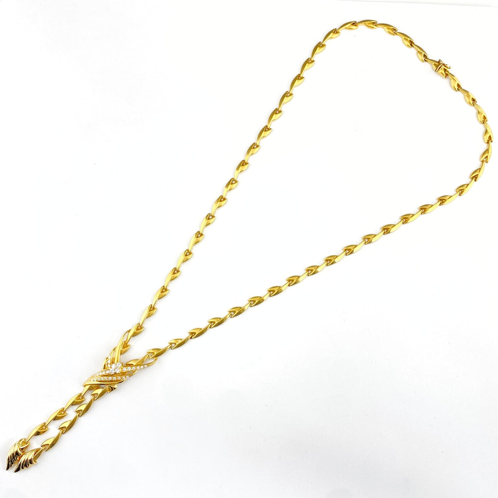 ジュネ メレダイヤ デザインネックレス YG イエローゴールド ペンダント ネックレス 750 YG ダイヤモンド レディース 【中古】brjwl