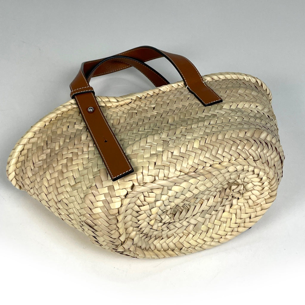 ロエベ バスケットバッグ スモール かごバッグ アナグラム ヤシの葉 ハンドバッグ ラフィア ナチュラル レディース 【中古】brbag