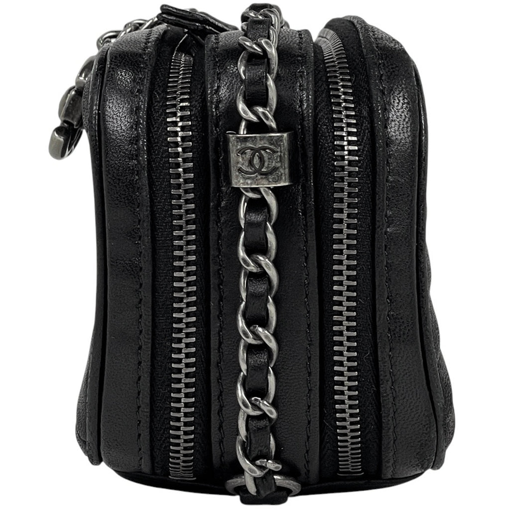 シャネル ココボーイ チェーン ショルダーバッグ マトラッセ カメラバッグ ショルダーバッグ レザー ブラック レディース 【中古】brbag