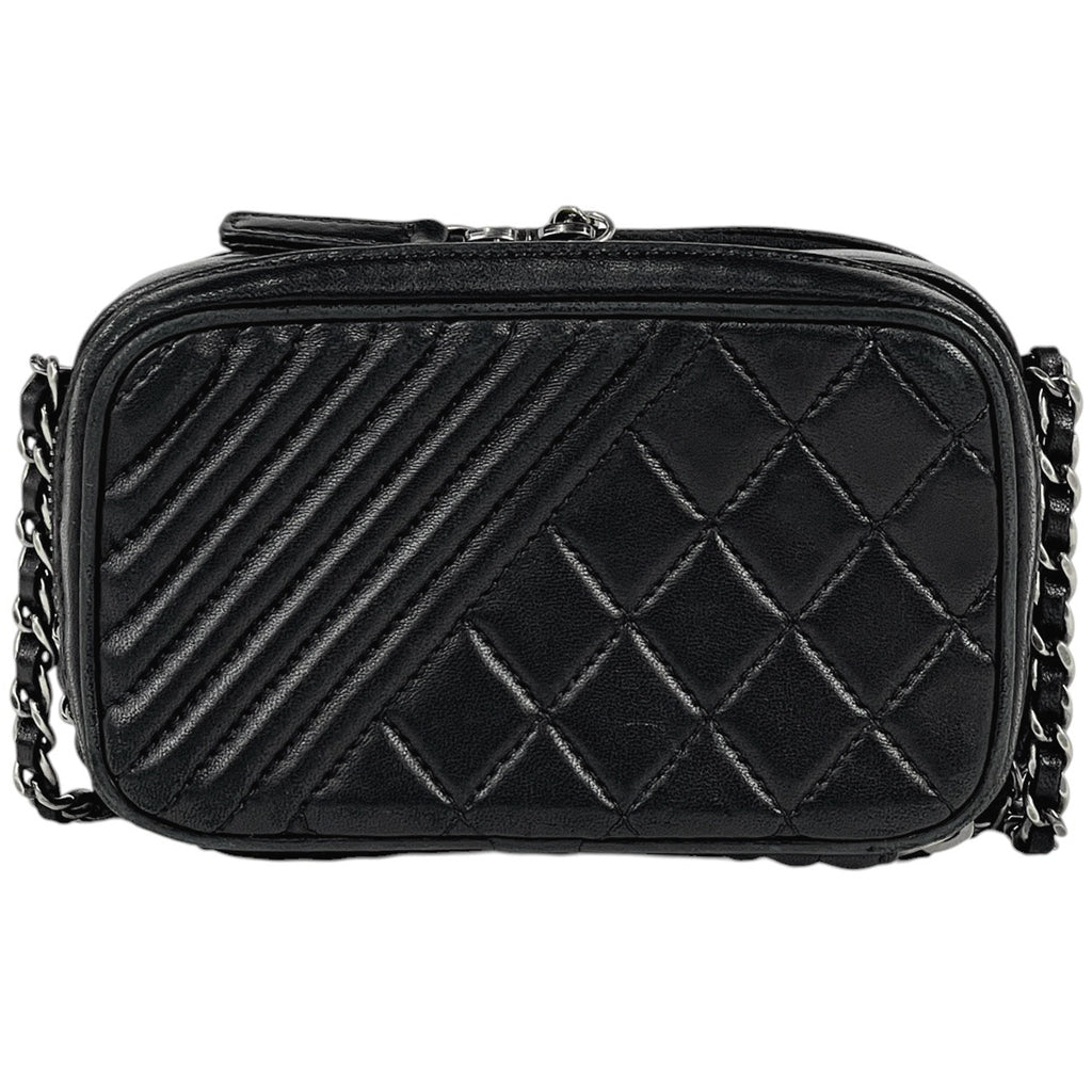 シャネル ココボーイ チェーン ショルダーバッグ マトラッセ カメラバッグ ショルダーバッグ レザー ブラック レディース 【中古】brbag