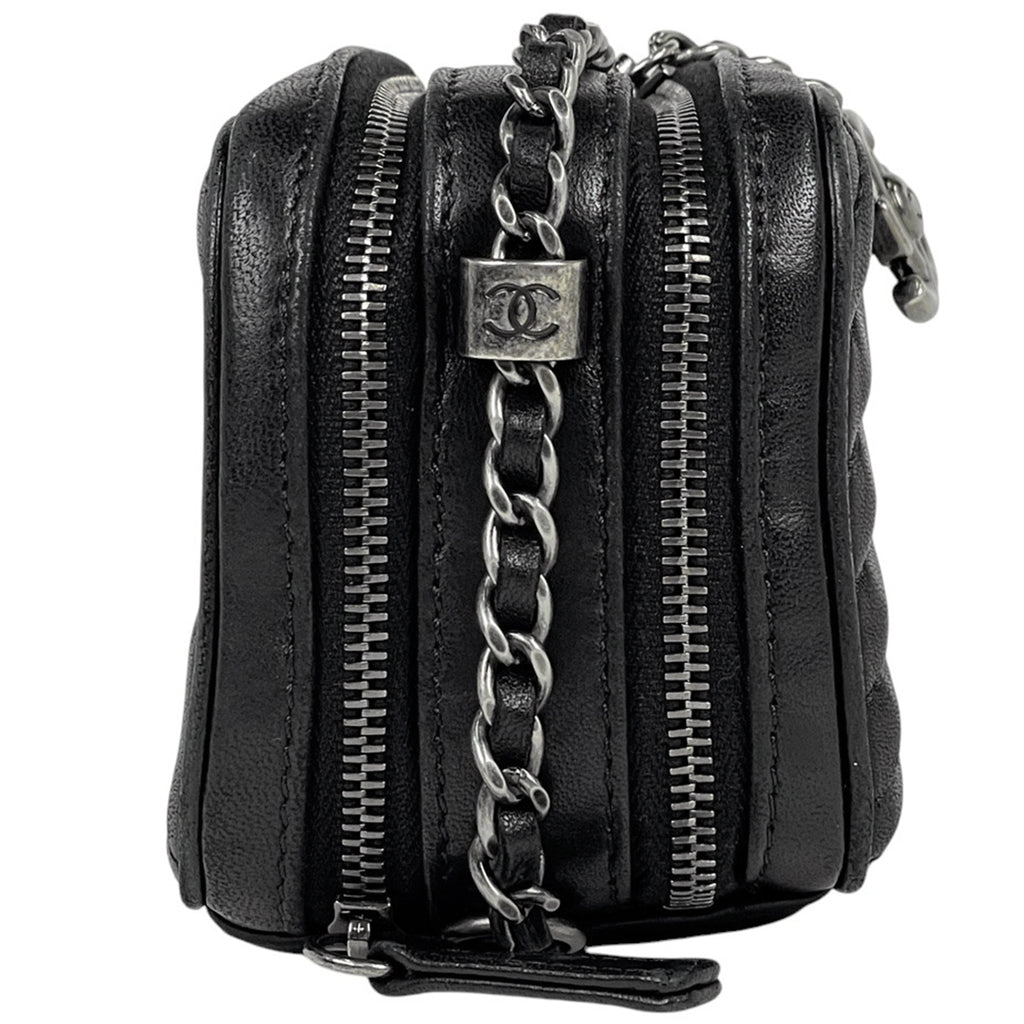 シャネル ココボーイ チェーン ショルダーバッグ マトラッセ カメラバッグ ショルダーバッグ レザー ブラック レディース 【中古】brbag