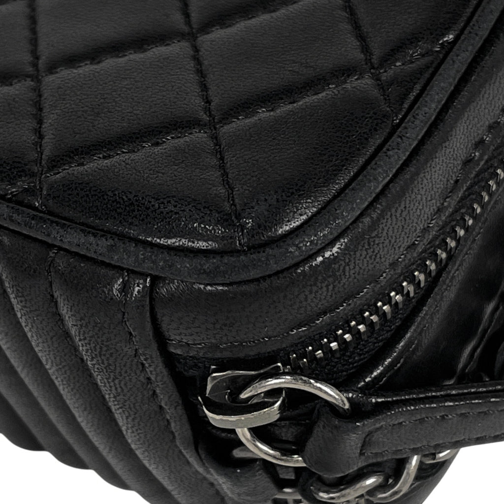 シャネル ココボーイ チェーン ショルダーバッグ マトラッセ カメラバッグ ショルダーバッグ レザー ブラック レディース 【中古】brbag