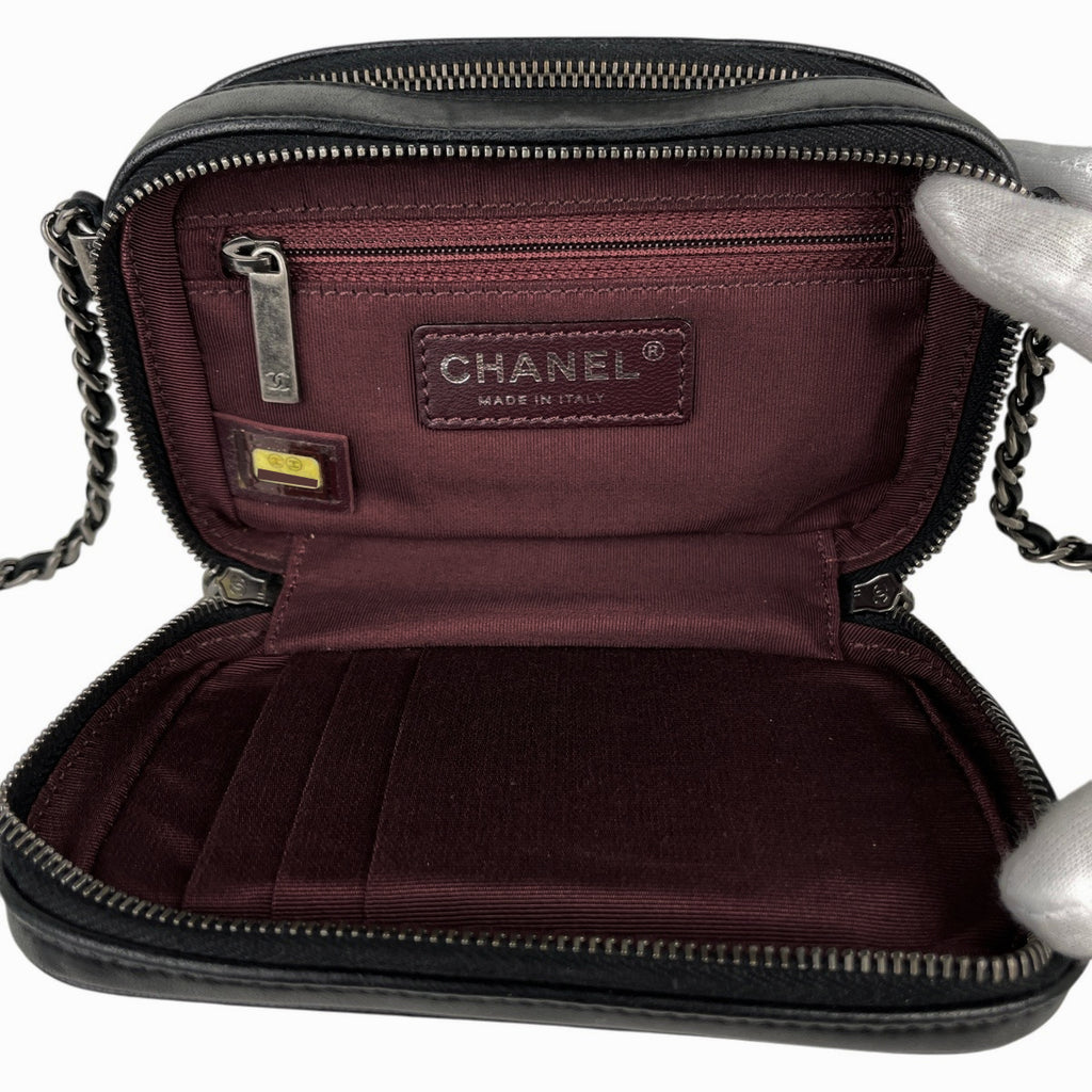 シャネル ココボーイ チェーン ショルダーバッグ マトラッセ カメラバッグ ショルダーバッグ レザー ブラック レディース 【中古】brbag