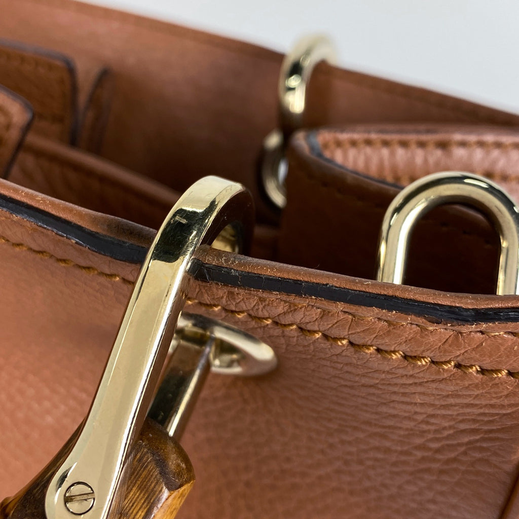 グッチ バンブー スモール ショッパー ハンドバッグ 2WAY ショルダーバッグ ハンドバッグ レザー ブラウン 336032 レディース 【中古】brbag