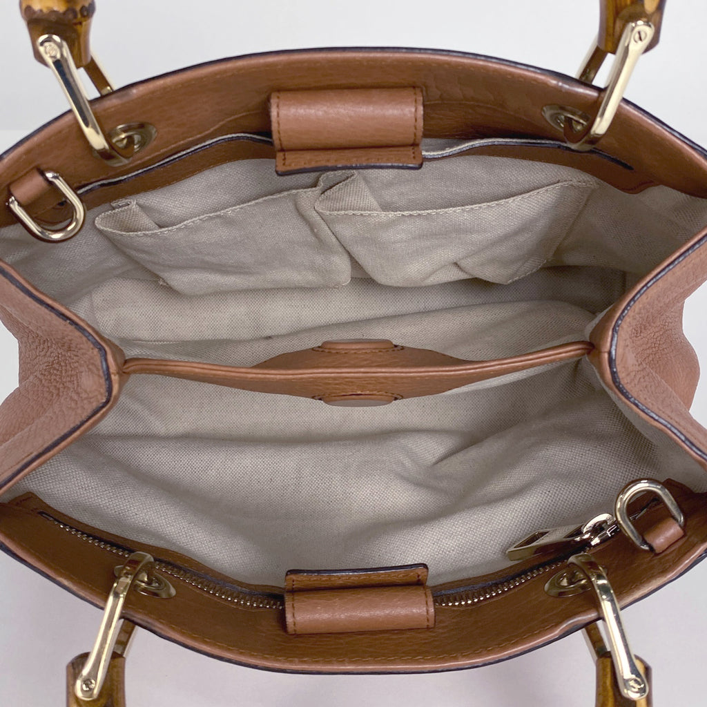 グッチ バンブー スモール ショッパー ハンドバッグ 2WAY ショルダーバッグ ハンドバッグ レザー ブラウン 336032 レディース 【中古】brbag