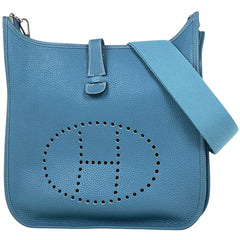エルメス エヴリン 3 GM パンチング Hロゴ ショルダーバッグ トリヨンクレマンス ブルージーン □R レディース 【中古】brbag