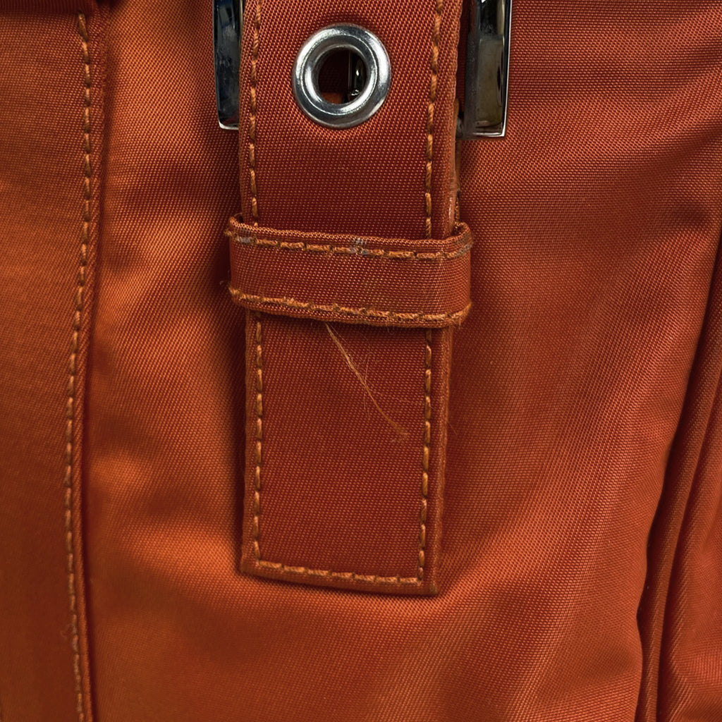 プラダ ロゴプレート トートバッグ ハンドバッグ トートバッグ ナイロン オレンジ レディース 【中古】brbag