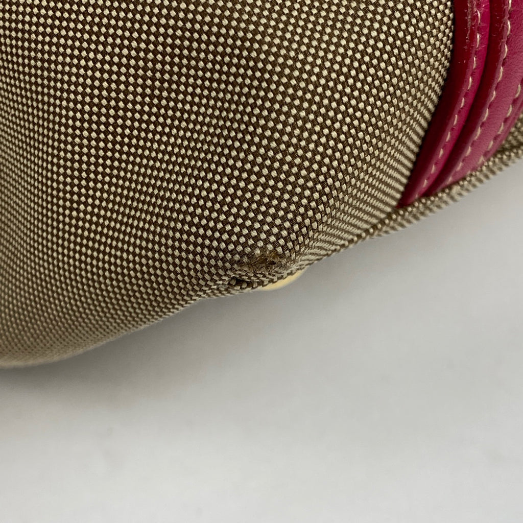 プラダ ロゴ ジャガード ハンドバッグ 2WAY ショルダーバッグ リボン ハンドバッグ キャンバス ブラウン レディース 【中古】brbag