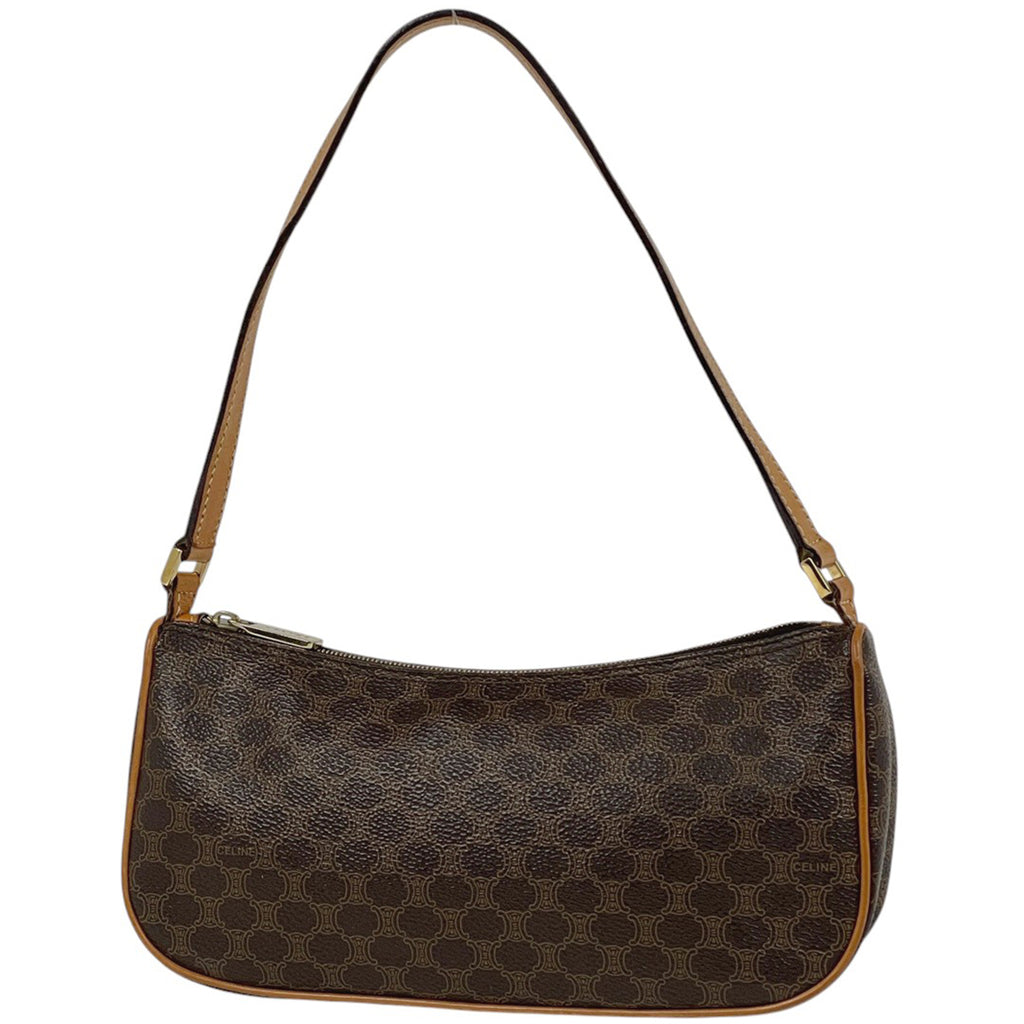 セリーヌ マカダム柄 ハンドバッグ アクセサリーポーチ ハンドバッグ コーティングキャンバス ブラウン レディース 【中古】brbag