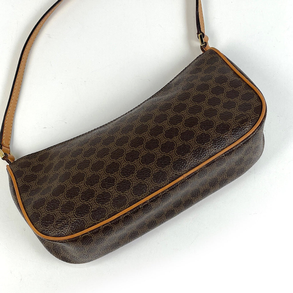 セリーヌ マカダム柄 ハンドバッグ アクセサリーポーチ ハンドバッグ コーティングキャンバス ブラウン レディース 【中古】brbag