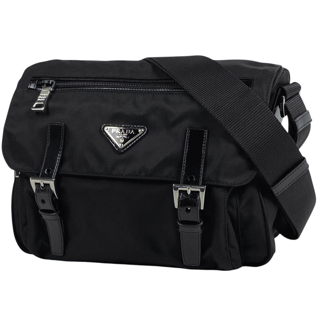 プラダ ロゴプレート ショルダーバッグ メッセンジャーバッグ ショルダーバッグ ナイロン ネロ(ブラック) BT0713 レディース 【中古】brbag
