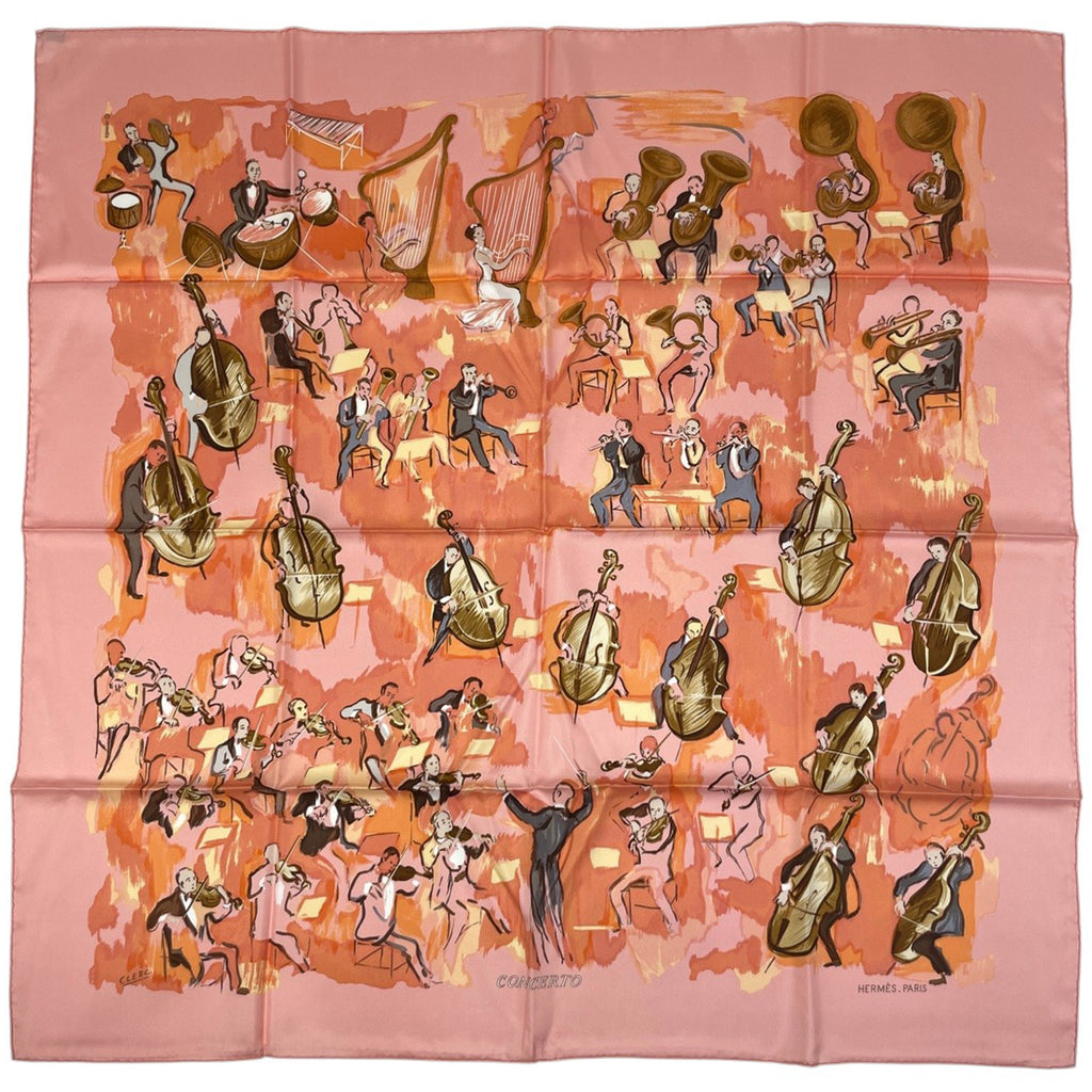 エルメス カレ 90 CONCERTO コンチェルト 奏曲 スカーフ シルク ピンク レディース 【中古】brbag