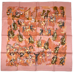 エルメス カレ 90 CONCERTO コンチェルト 奏曲 スカーフ シルク ピンク レディース 【中古】brbag