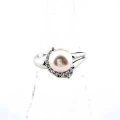 パール デザインリング プラチナ 指輪 メレダイヤ 真珠 リング 17号 Pt900 パール ダイヤモンド レディース ノンブランドジュエリー 【中古】nbjwl