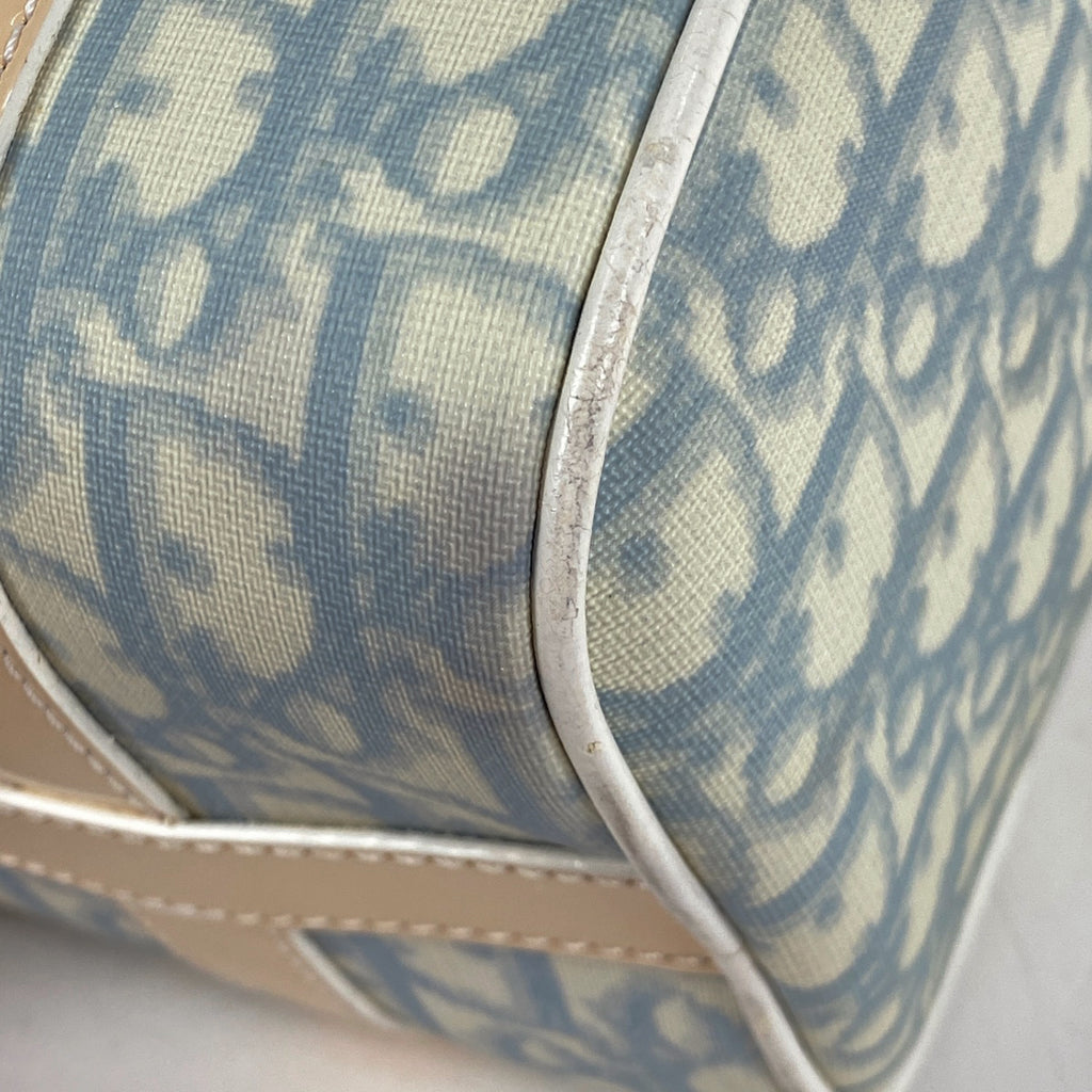 クリスチャンディオール ロゴ ハンドバッグ ミニボストンバッグ トロッター エナメル ハンドバッグ コーティングキャンバス ブルー レディース 【中古】brbag