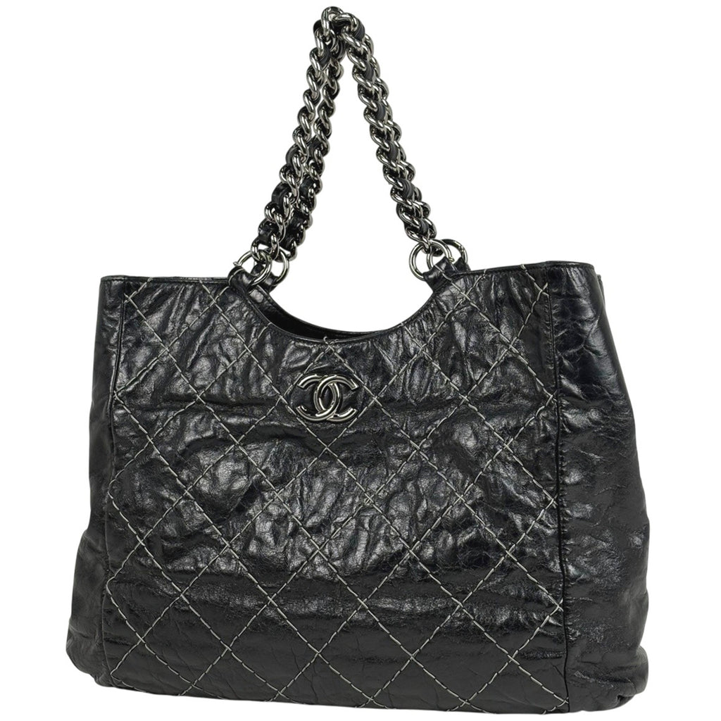 シャネル ワイルドステッチ ショルダーバッグ レザー ブラック レディース 中古 brbag