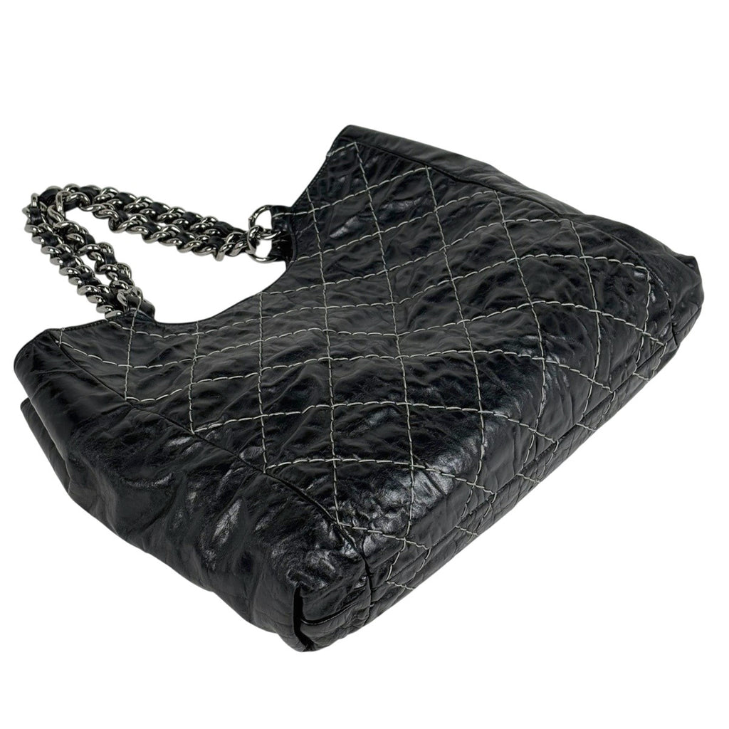 シャネル ワイルドステッチ ショルダーバッグ レザー ブラック レディース 中古 brbag