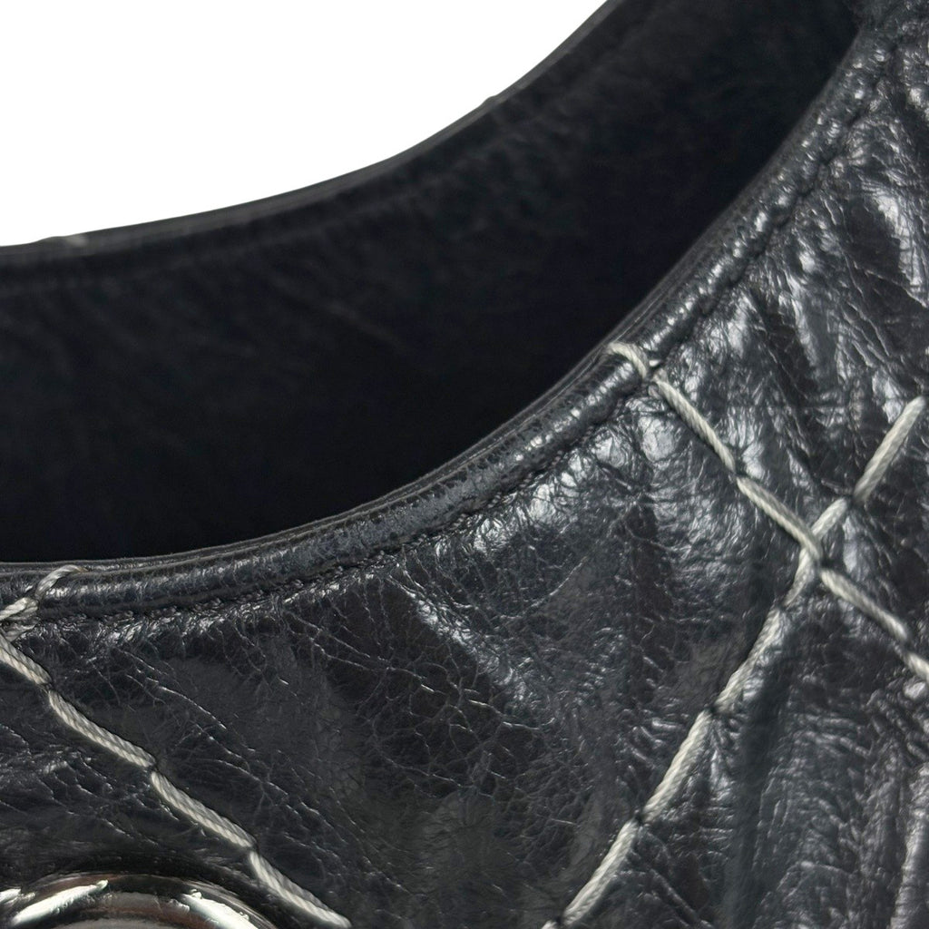 シャネル ワイルドステッチ ショルダーバッグ レザー ブラック レディース 中古 brbag