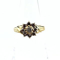 フラワーモチーフ デザインリング YG イエローゴールド 指輪 メレダイヤ 花 リング 11.5号 K18 ダイヤモンド レディース ノンブランドジュエリー 【中古】nbjwl