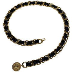 シャネル ココマーク チェーンベルト CCマーク ベルト GP レザー ブラック レディース 【中古】brbag