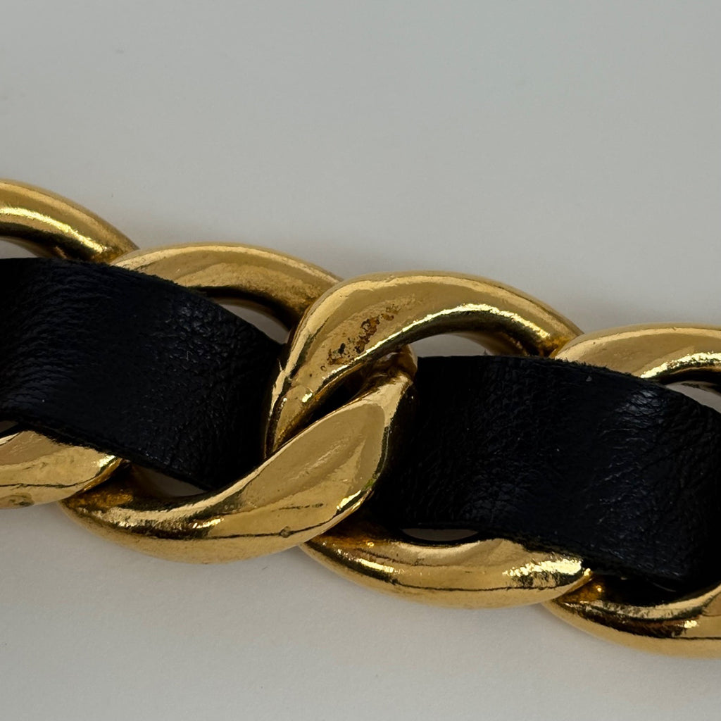 シャネル ココマーク チェーンベルト CCマーク ベルト GP レザー ブラック レディース 【中古】brbag