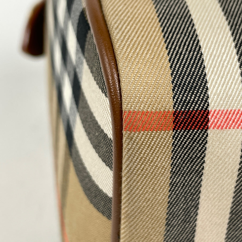 バーバリー ロゴ ハンドバッグ 2WAY ショルダーバッグ ボストンバッグ チェック柄 ハンドバッグ キャンバス ブラウン レディース 【中古】brbag