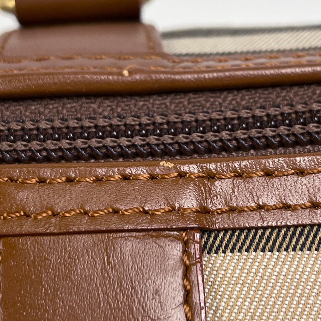 バーバリー ロゴ ハンドバッグ 2WAY ショルダーバッグ ボストンバッグ チェック柄 ハンドバッグ キャンバス ブラウン レディース 【中古】brbag