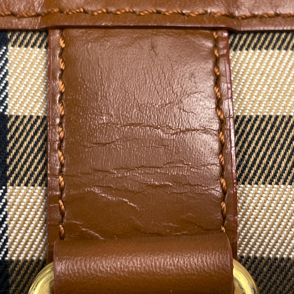 バーバリー ロゴ ハンドバッグ 2WAY ショルダーバッグ ボストンバッグ チェック柄 ハンドバッグ キャンバス ブラウン レディース 【中古】brbag