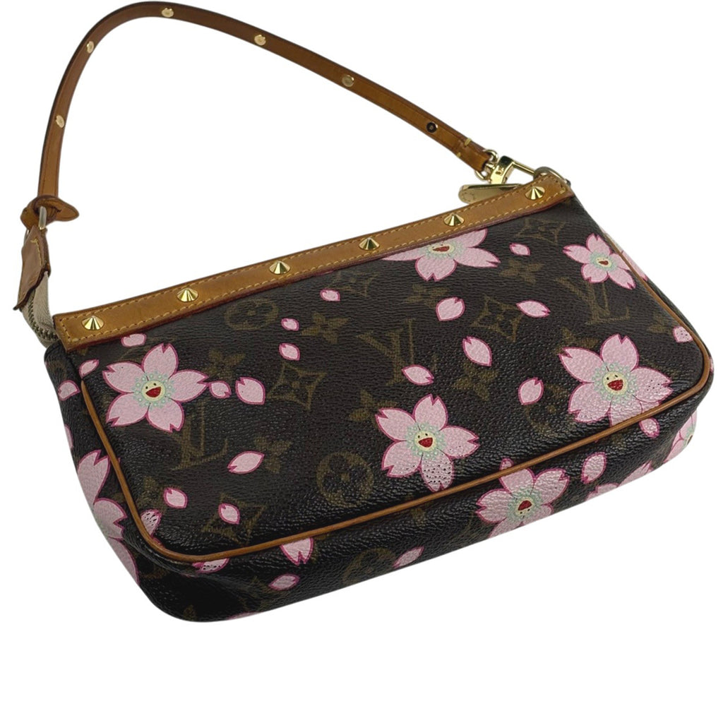 ルイ・ヴィトン ポシェット アクセソワール メイクポーチ 桜 コスメポーチ 小物入れ 村上隆 花びら ハンドバッグ アクセサリーポーチ モノグラムチェリーブロッサム ブラウン M92006 レディース 【中古】brbag