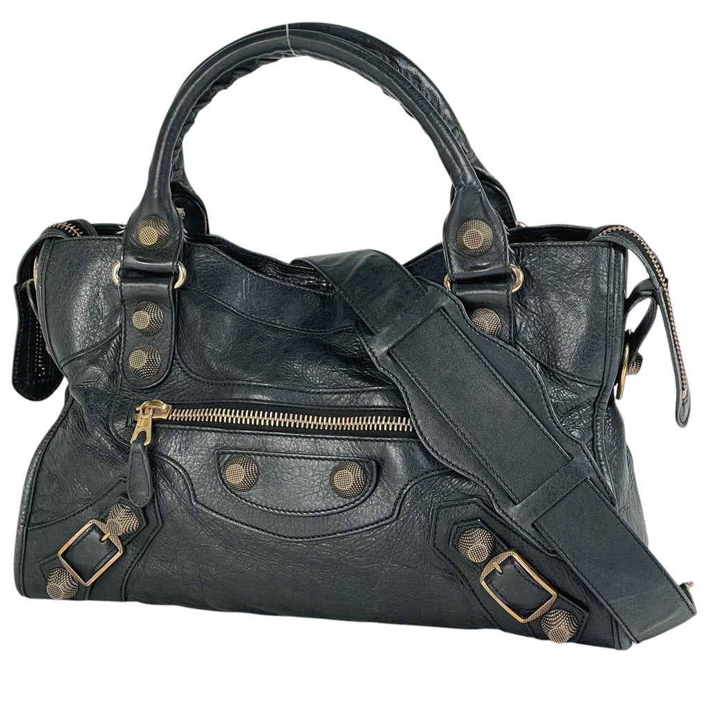 バレンシアガ ザ ジャイアントシティ ハンドバッグ 2WAY ショルダーバッグ ハンドバッグ レザー ダークグリーン 173084 レディース 【中古】brbag