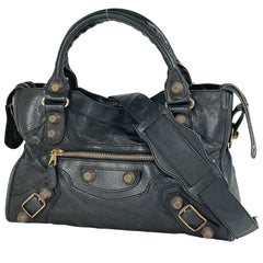 バレンシアガ ザ ジャイアントシティ ハンドバッグ 2WAY ショルダーバッグ ハンドバッグ レザー ダークグリーン 173084 レディース 【中古】brbag